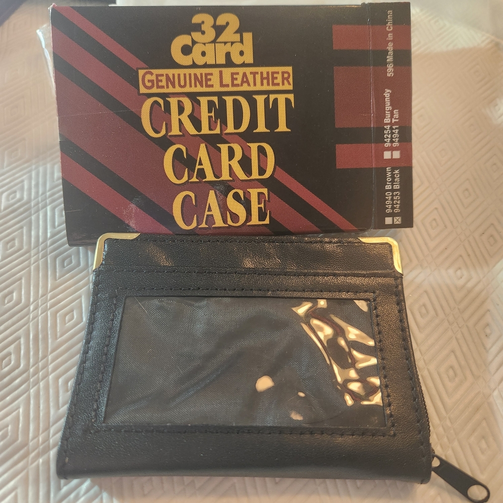 Genuine Leather Credit Card Case - Black